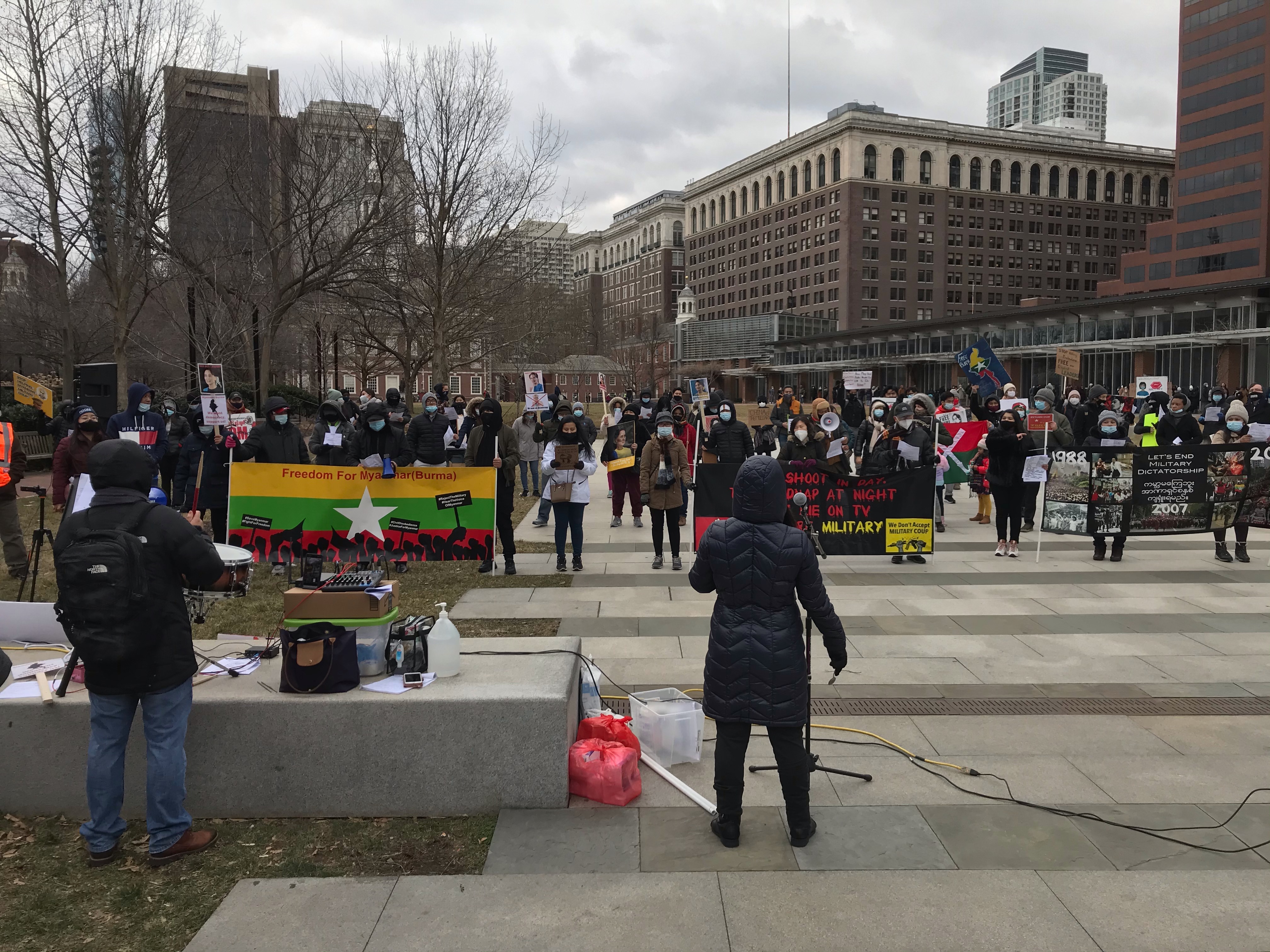 Demonstrators rally for Freedom for Myanmar (Burma) near Independence Hall in Philadelphia Saturday, March 6, 2021.