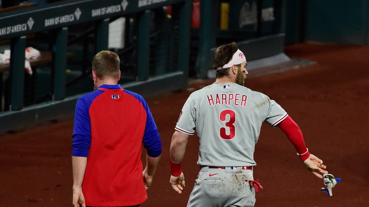 Bryce Harper leaves game after being hit by pitch - The Good Phight