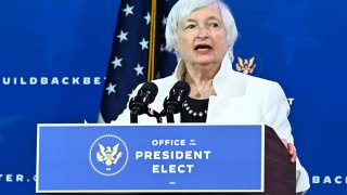 Treasury secretary nominee Janet Yellen speaks after US President-elect Joe Biden announced his economic team at The Queen Theater in Wilmington, Delaware, on December 1, 2020.