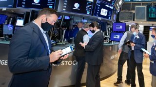 Traders on the floor of the NYSE.