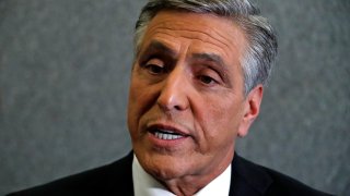 Lou Barletta speaks after a debate in the studio of KDKA-TV in Pittsburgh, Oct. 26, 2018,.