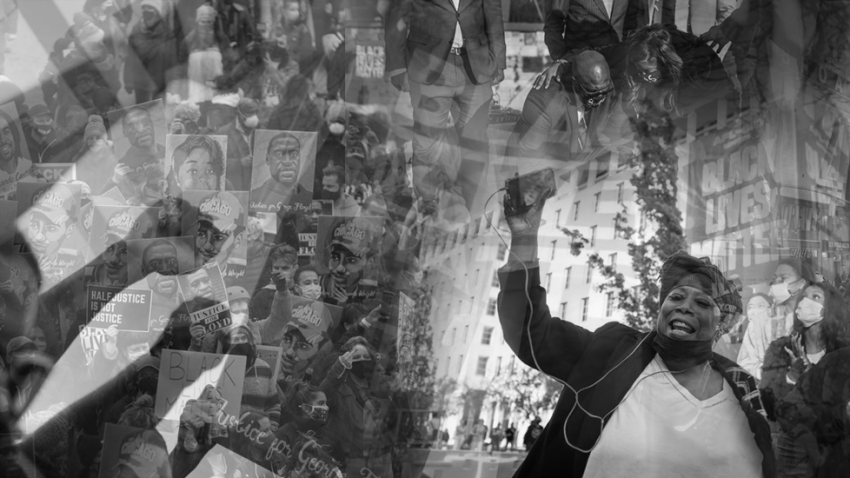 A collage of various protests, movements, and events showing the aftermath of George Floyd.