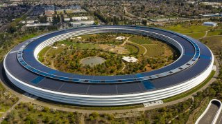 This photo, taken in March 2019, shows Apple’s headquarters in Cupertino, California.