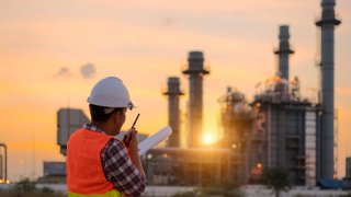 An engineer working at a power plant