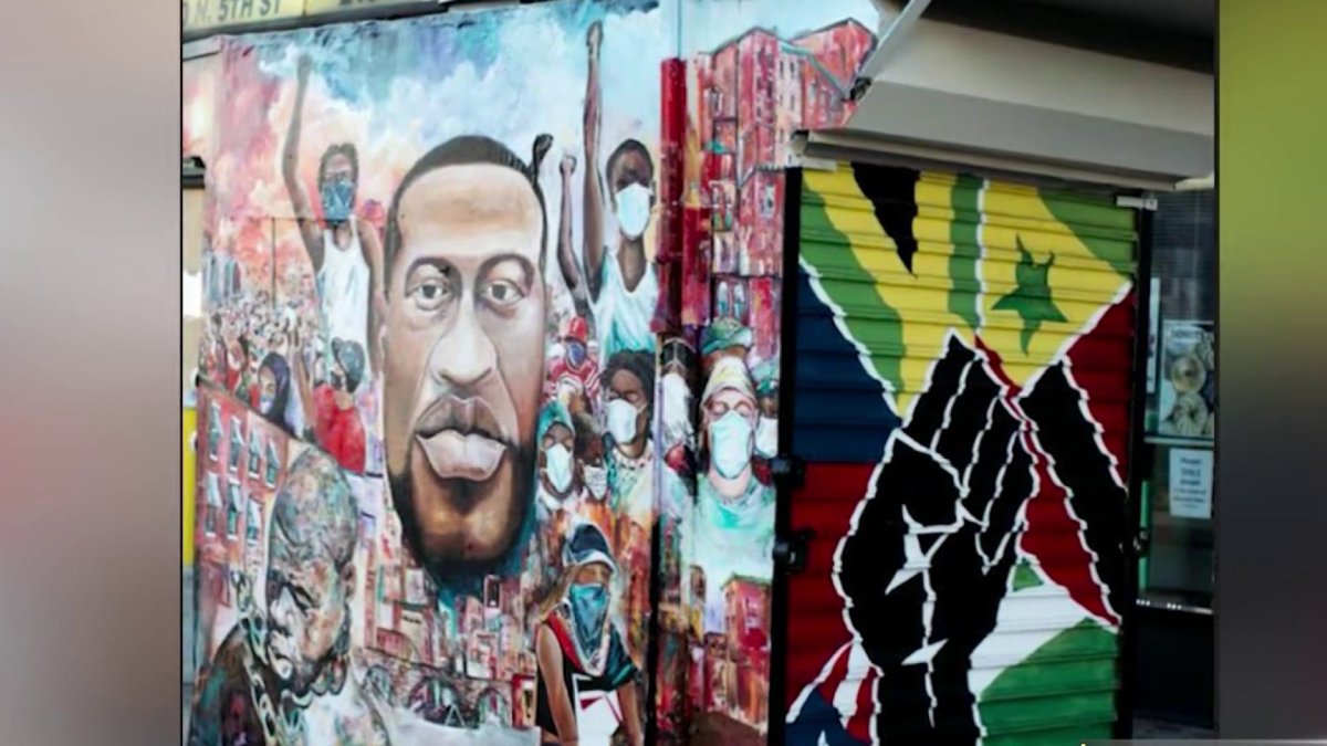 pix George Floyd Mural Philadelphia george floyd mural vandalized by white supremacists in philadelphia
