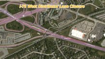 Map of I-76 lane closure