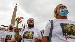 Faithful gather in St. Peter's Square, at the Vatican