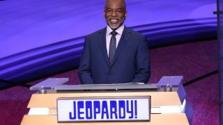 This image provided by Jeopardy Productions, Inc. shows "Jeopardy!" guest host LeVar Burton on the set of the game show.