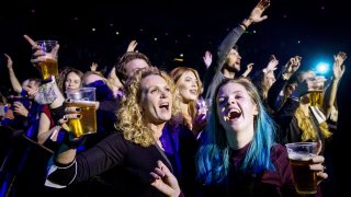 Visitors to the Ziggo Dome attend a performance by Dutch singer Andre Hazes