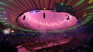 Fireworks at an Olympic Opening Ceremony