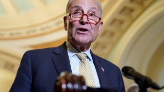 Senate Majority Leader Chuck Schumer (D-NY) speaks after the Democratic policy luncheon on Capitol Hill in Washington, U.S., July 27, 2021.