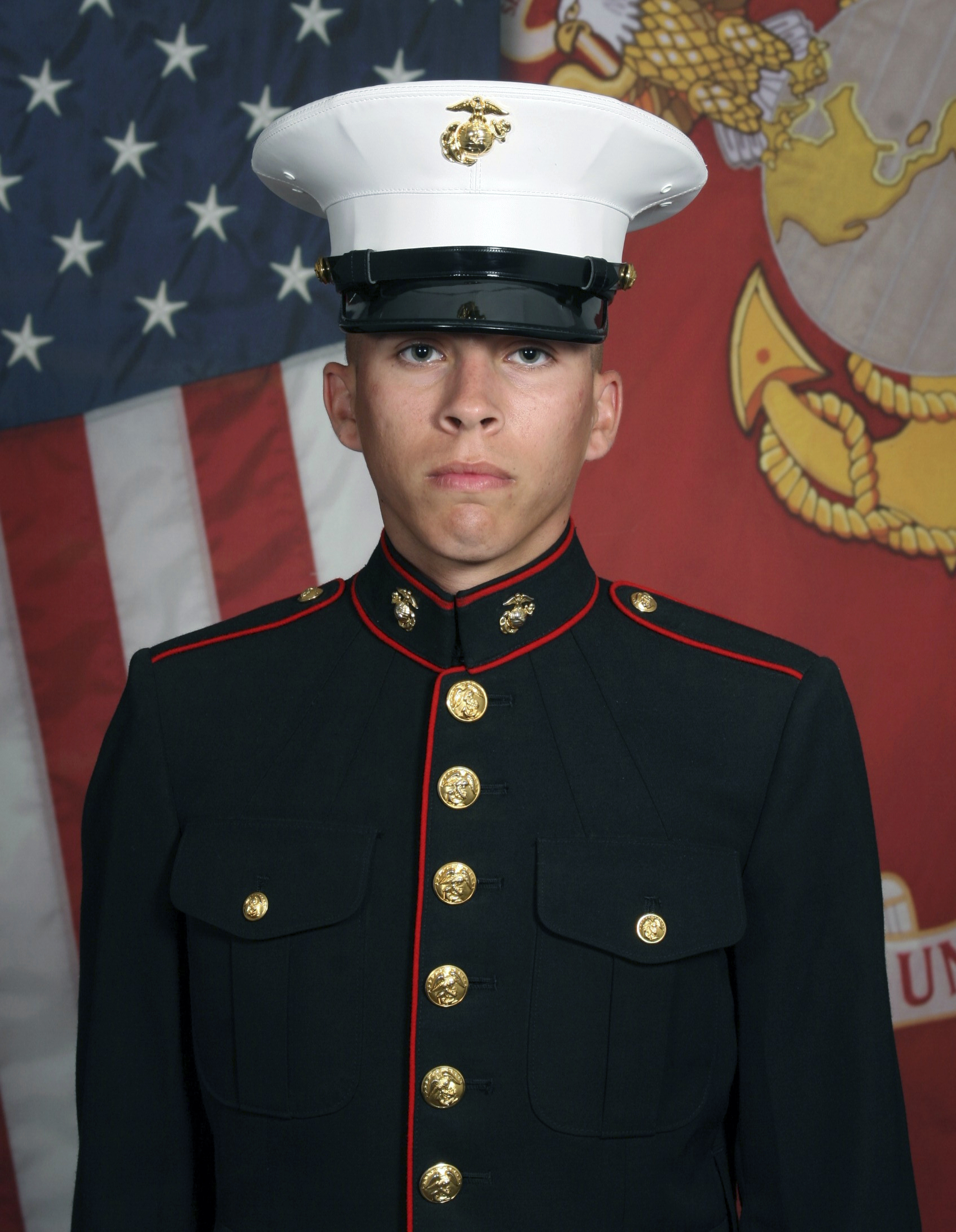 This undated photo released by the 1st Marine Division, Camp Pendleton/U.S. Marines shows Marine Corps Lance Cpl. Dylan R. Merola, 20, of Rancho Cucamonga, Calif. Eleven Marines, one Navy sailor and one Army soldier were among the dead, while 18 other U.S. service members were wounded in Thursday Aug. 26, bombing, which was blamed on Afghanistan's offshoot of the Islamic State group. (U.S. Marines via AP)