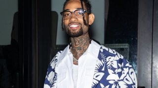 NEW YORK, NEW YORK – FEBRUARY 09: Rapper PnB Rock is seen arriving to the Palm Angels Fashion Show during New York Fashion Week on February 09, 2020 in New York City. (Photo by Gilbert Carrasquillo/GC Images)