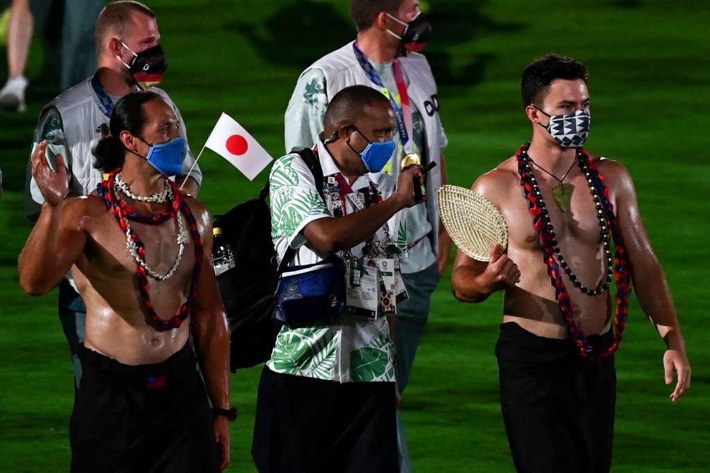 Athletes walk across the field during the closing ceremony of the Tokyo 2020 Olympic Games, on Aug. 8, 2021 at the Olympic Stadium in Tokyo.