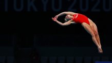 Delaney Schnell of Team United States competes in the Women's 10m Platform Semifinal