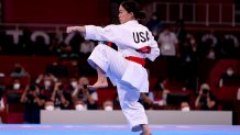 Sakura Kokumai of Team United States competes