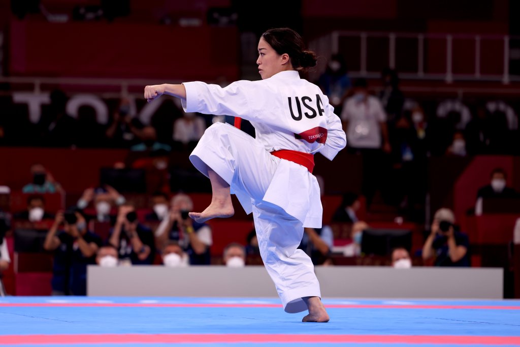 Sakura Kokumai of Team United States competes