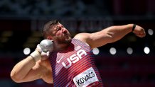 Joe Kovacs of Team United States competes in the Men's Shot Put Final