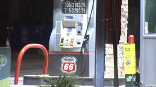 A "Route 66" logo can be seen at a gas station pump.