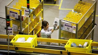 Amazon fulfillment center warehouse.