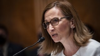 Jelena McWilliams, chair of the Federal Deposit Insurance Corporation (FDIC), speaks during a Senate Banking, Housing, and Urban Affairs Committee hearing in Washington, D.C., U.S., on Tuesday, Aug. 3, 2021.