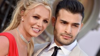 Britney Spears and Sam Asghari attend Sony Pictures’ “Once Upon a Time … in Hollywood” Los Angeles Premiere on July 22, 2019 in Hollywood, California.