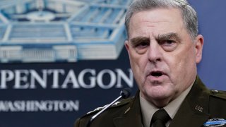 FILE - In this Sept. 1, 2021, file photo Chairman of the Joint Chiefs of Staff Gen. Mark Milley speaks during a briefing with Secretary of Defense Lloyd Austin at the Pentagon in Washington. Fearful of former President Donald Trump’s actions in his final weeks in office, the United States’ top military officer twice assured his Chinese counterpart that the two nations would not go to war. According to a forthcoming book by Washington Post journalists Bob Woodward and Robert Costa, Milley told a Chinese general that the United States would not strike.