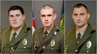 Three Vermont State Police troopers (Shawn Sommers, Raymond Witkowski and David Pfindel, left to right) have resigned amid allegations of their involvement in a scheme to make fraudulent COVID-19 vaccination cards.