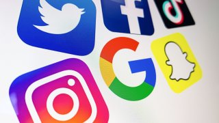 A collection of social media logos. Nearly all Americans agree that the rampant spread of misinformation is a problem.