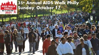 People walking at the AIDS Walk Philly event