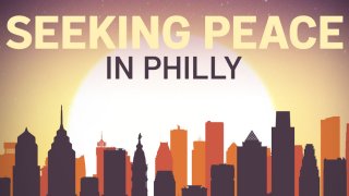 A logo that reads seeking peace in philly
