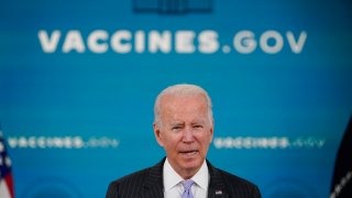 President Joe Biden talks about the newly approved COVID-19 vaccine for children ages 5-11 from the South Court Auditorium on the White House complex