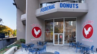 Exterior of the new Federal Donuts location along the Benjamin Franklin Parkway in Philadelphia