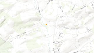 Map shows a star where an earthquake hit near Leesport, Pennsylvania, on Friday, Nov. 12, 2021.