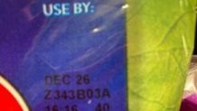 An example of the product code and "use by" date for a Fresh Express recalled salad