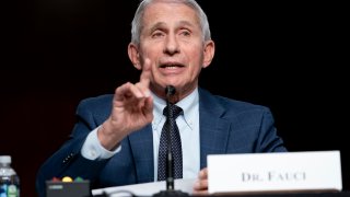 Dr. Anthony Fauci, White House Chief Medical Advisor and Director of the NIAID, responds to questions from Sen. Rand Paul (R-KY) at a Senate Health, Education, Labor, and Pensions Committee hearing on Capitol Hill on January 11, 2022 in Washington, D.C.