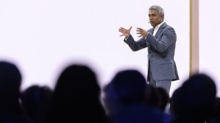 Google Cloud CEO Thomas Kurian speaks at the Google Cloud Next event in San Francisco on April 9, 2019.