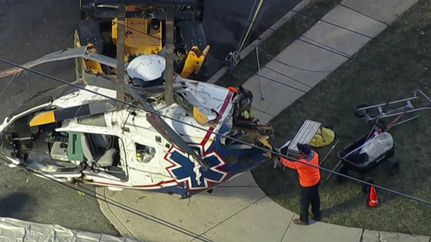 Crews Begin Removing Medical Helicopter After Crash Outside Church