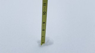 A ruler in 6 inches of snow