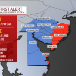 First Alert map showing blizzard and winter storm warnings