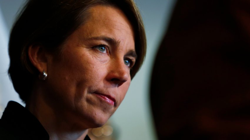 BOSTON, MA – JANUARY 31: Attorney General Maura Healey announces that her office is taking action challenging President Trump’s Executive Order on Immigration in Boston on Jan. 31, 2017. (Photo by Jessica Rinaldi/The Boston Globe via Getty Images)