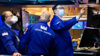 Traders on the floor of the NYSE, Feb. 2, 2022.