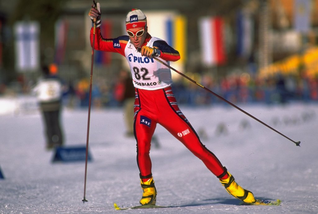 Bjoern Daehlie of Norway in action during the Mens Cross Country in the Skiing World Championships
