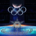 A large Olympic logo and snowflake is erected during the Opening Ceremony of the Beijing 2022 Winter Olympics at the Beijing National Stadium on Feb. 4, 2022, in Beijing, China.