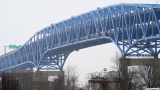 Interstate-95′s mile-long double-decked Girard Point Bridge in Philadelphia, seen on March 24, 2021. This is one of the bridges being considered for tolling to pay for its repair or upgrades of it and eight other major interstate bridges by the consortium of companies to manage construction picked by Gov. Tom Wolf's administration.