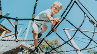 Child playing in a playground