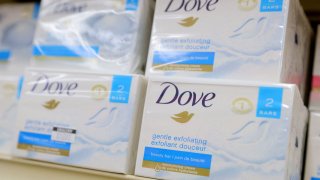 Dove, a brand of Unilever, is seen on display in a store in New York, March 24, 2022.