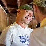Pennsylvania state Sen. Doug Mastriano, R-Franklin, left, a Republican running for Governor of Pennsylvania, greets a supporter at a campaign stop Tuesday, May 10, 2022, in Portersville, Pa.