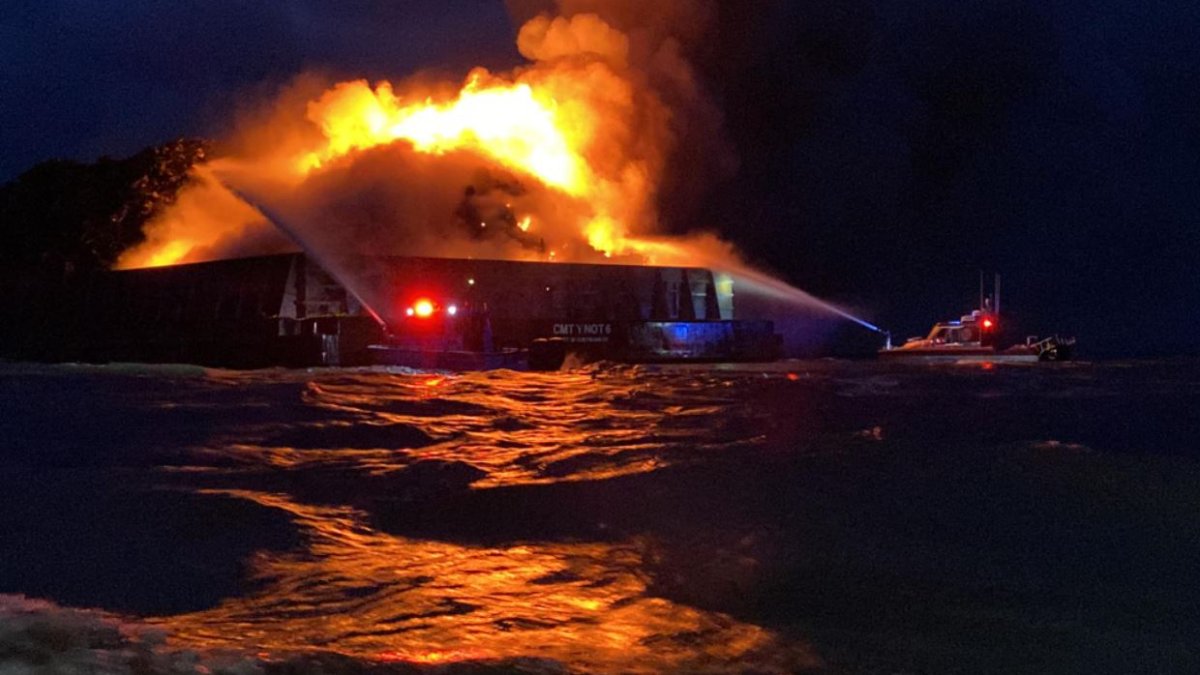 Watch Flames, Smoke Shoot From Burning Barge on Delaware Bay – NBC10 Philadelphia – Latest News