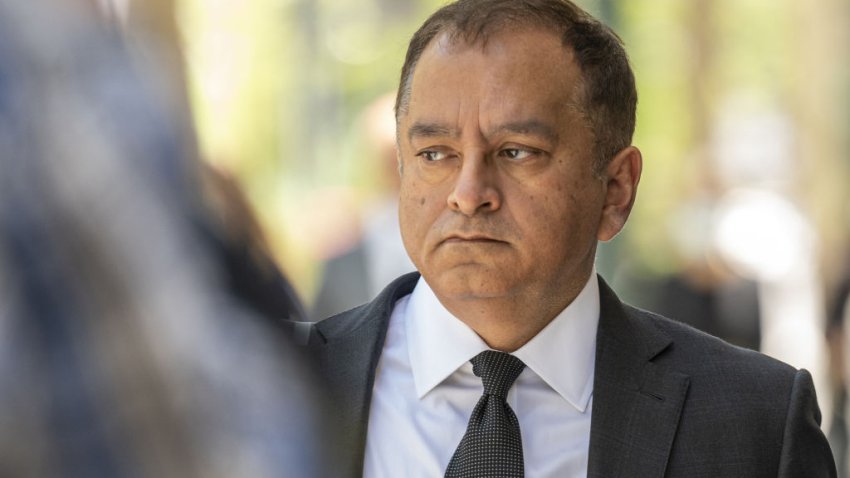 Sunny Balwani, former president of Theranos Inc., exits federal court in San Jose, California, US, on Thursday, July 7, 2022. Photographer: David Paul Morris/Bloomberg via Getty Images